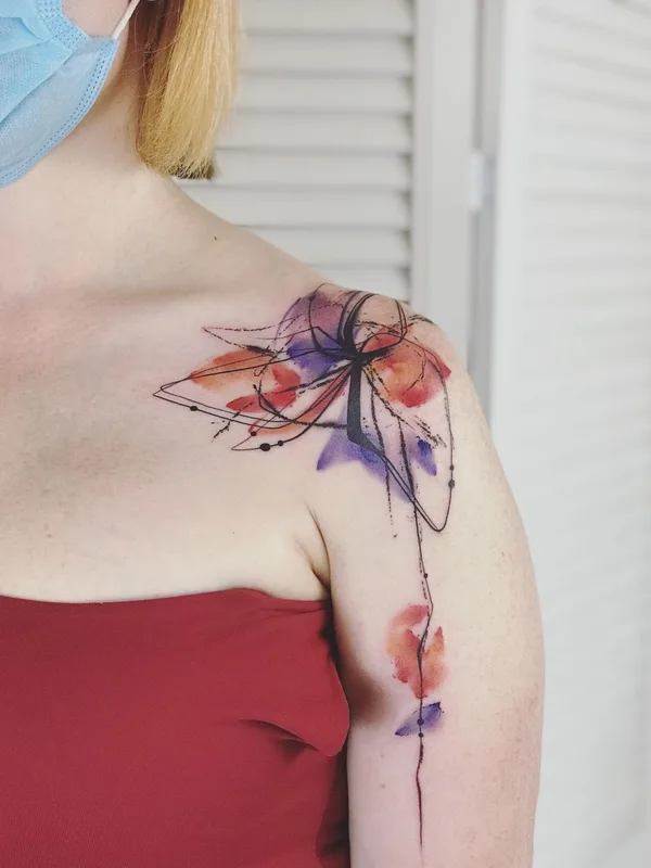female color watercolor 타투 부위 shoulder #43838 | 타투이스트 Сельма Нагель