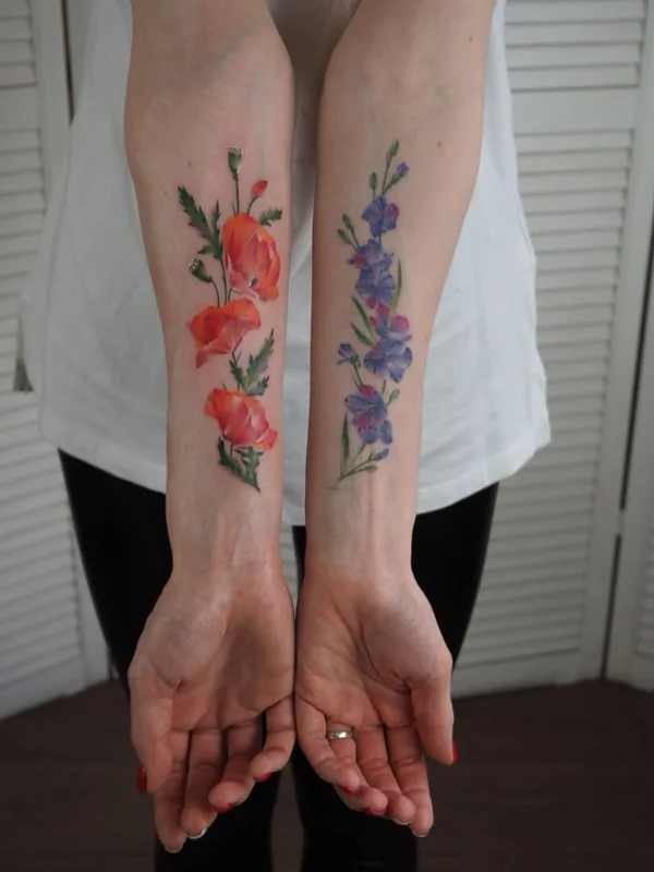 female color watercolor 타투 부위 forearm #43836 | 타투이스트 Сельма Нагель