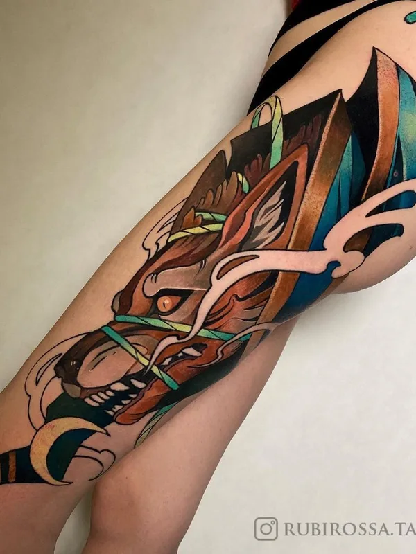 color illustrative Tatuaggio su thigh #43859 | Tatuatore Anna Kot