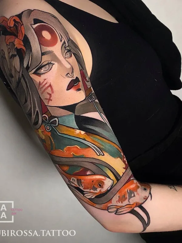 female color japanese Tatuaggio su full sleeve #43860 | Tatuatore Anna Kot