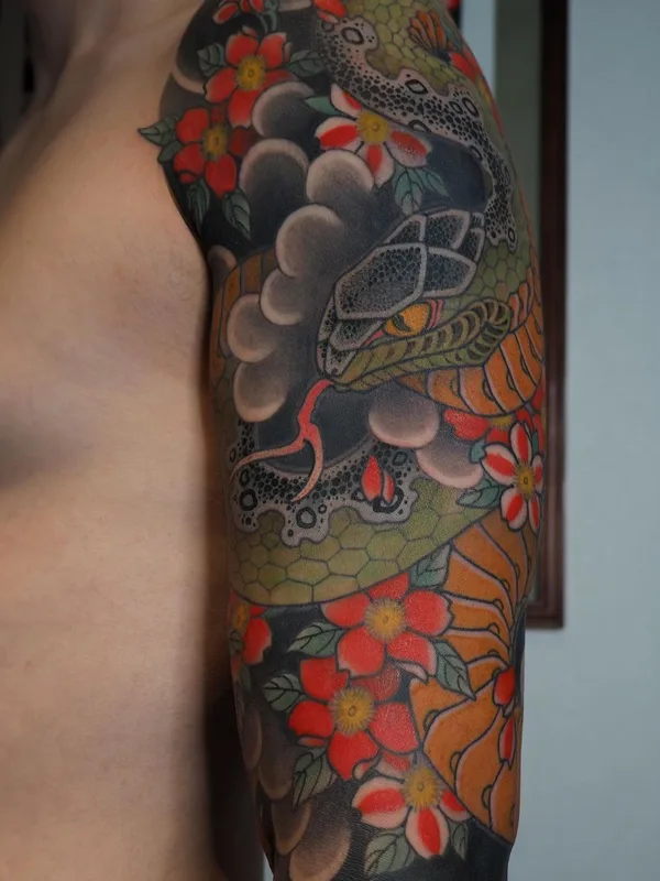 male color japanese tattoo on full sleeve #43901 | Tattoo Artist Денис Фетисов
