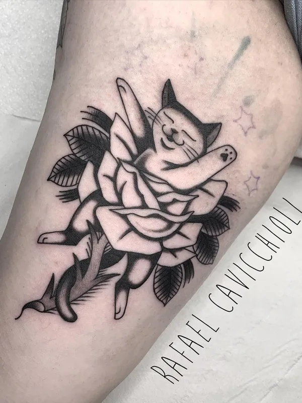 black and grey blackwork 타투 부위 thigh #43929 | 타투이스트 Rafael Cavicchioli