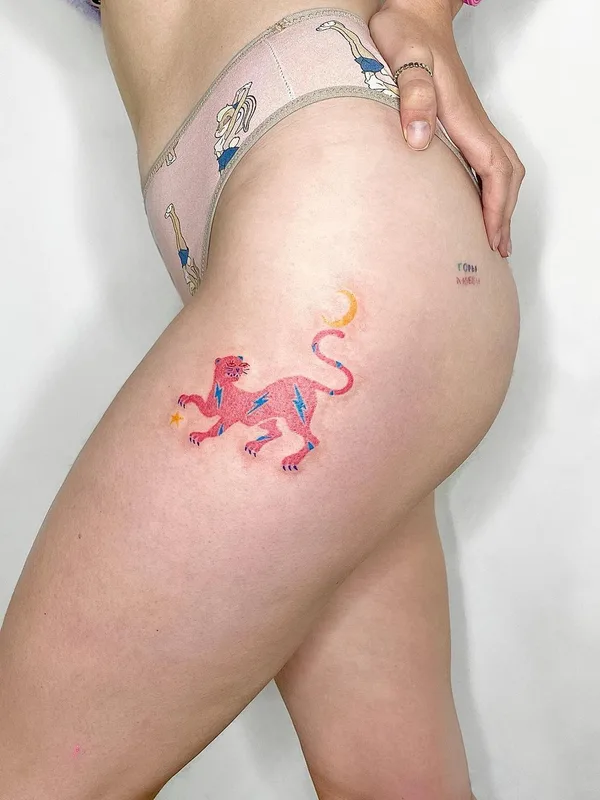 female color illustrative 纹身 在 thigh #44027 | 纹身师 Liniyami tattoo