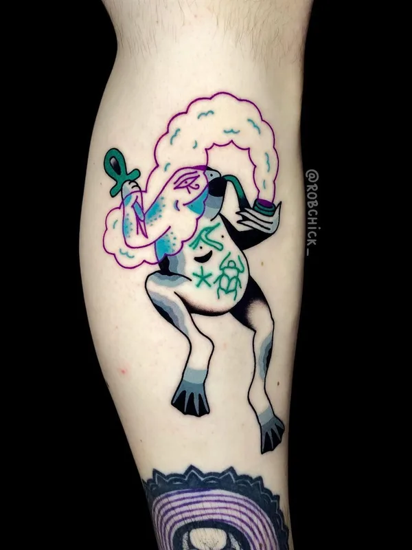 color neo traditional Tatuaggio su calf #44040 | Tatuatore Роберт Роберт