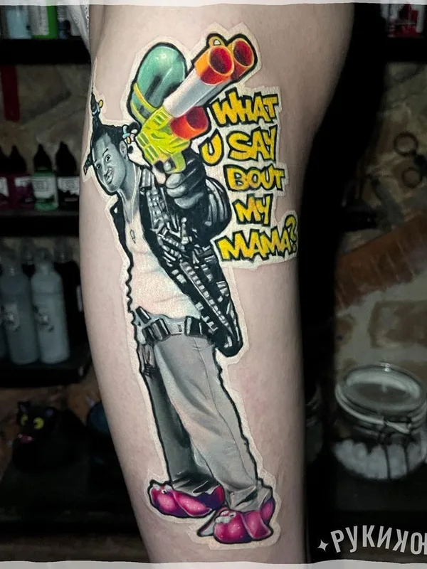 color cartoon Tatuaggio su thigh #44104 | Tatuatore Олег Ключников