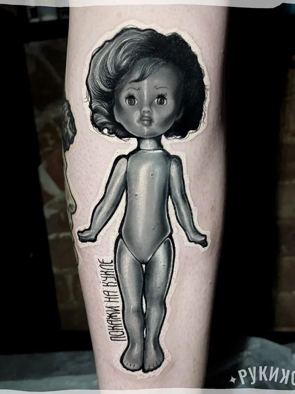 black and grey black and grey Tatuaggio su calf #44106 | Tatuatore Олег Ключников