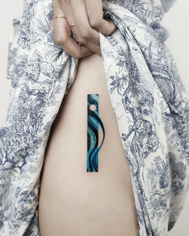 Abstract Galaxy, Moon tattoo on Hip
