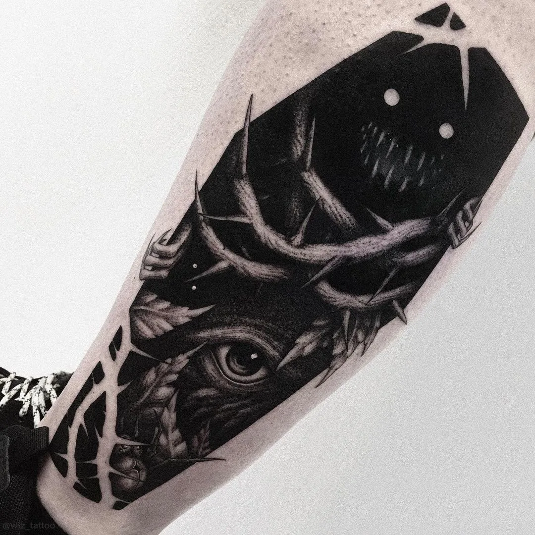 Slavic horror tattoo by Evgeny Wiz