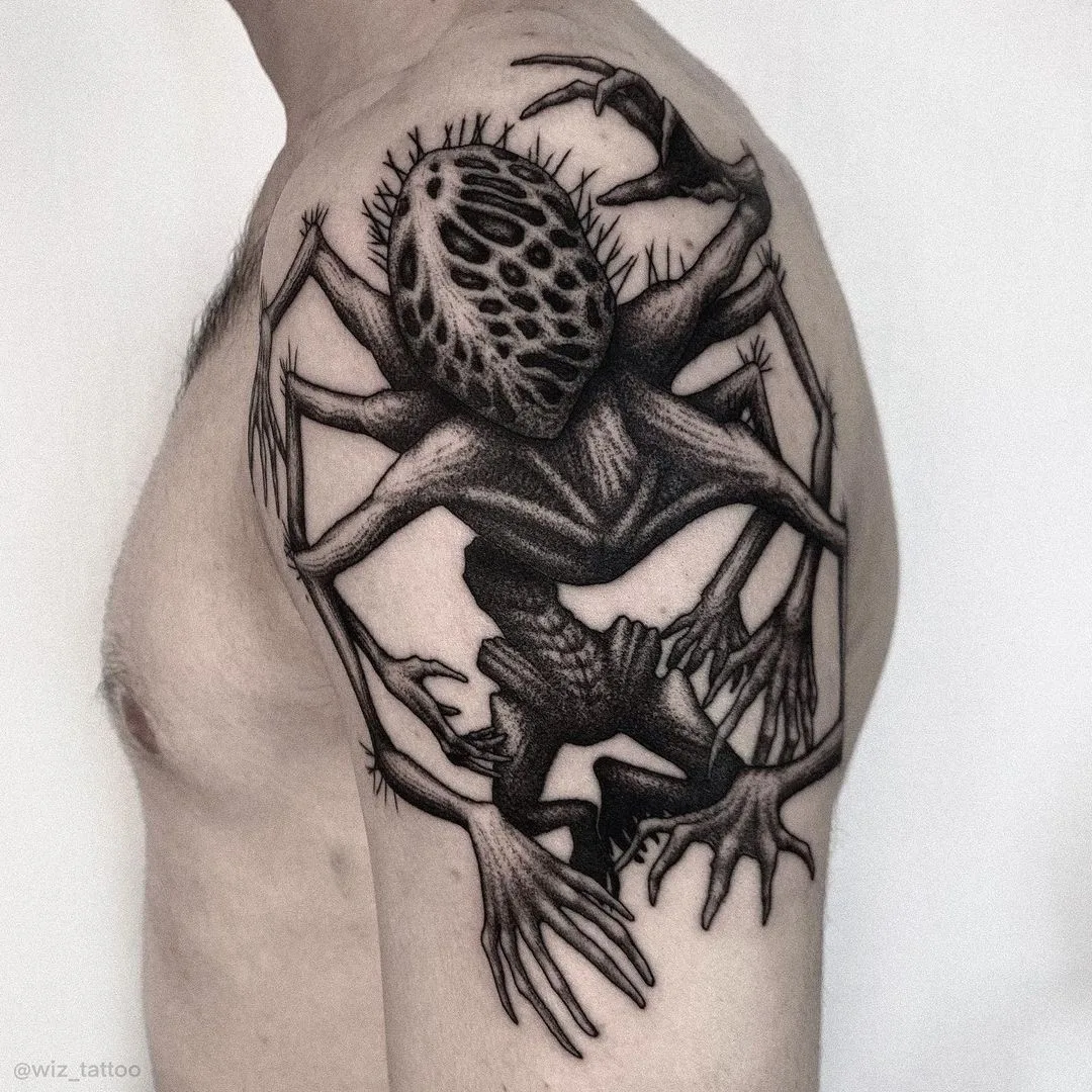 Slavic horror spider tattoo by Evgeny Wiz