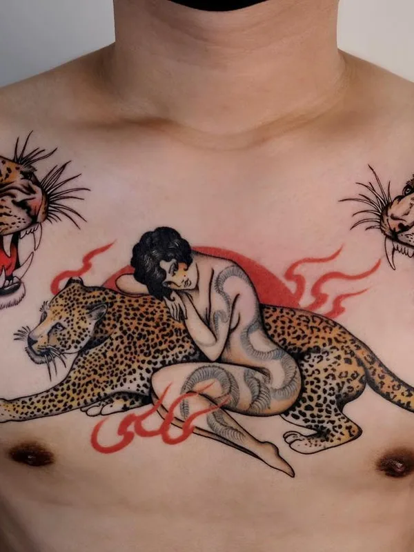 male color neo traditional tattoo on chest #44284 | Tattoo Artist Rohatattoo