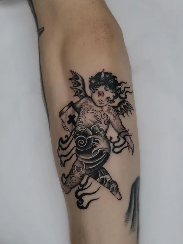 black and grey black and grey tattoo on forearm #44285 | Tattoo Artist Rohatattoo
