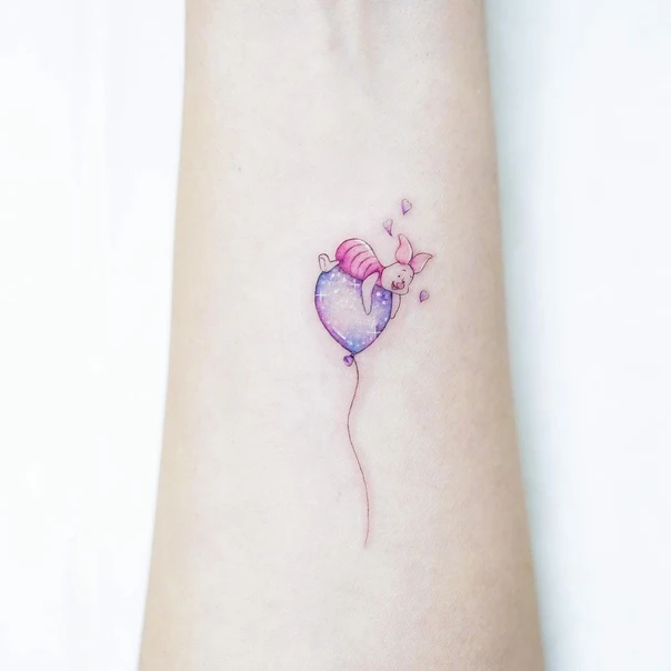 Illustrative Character, Balloon tattoo on Forearm