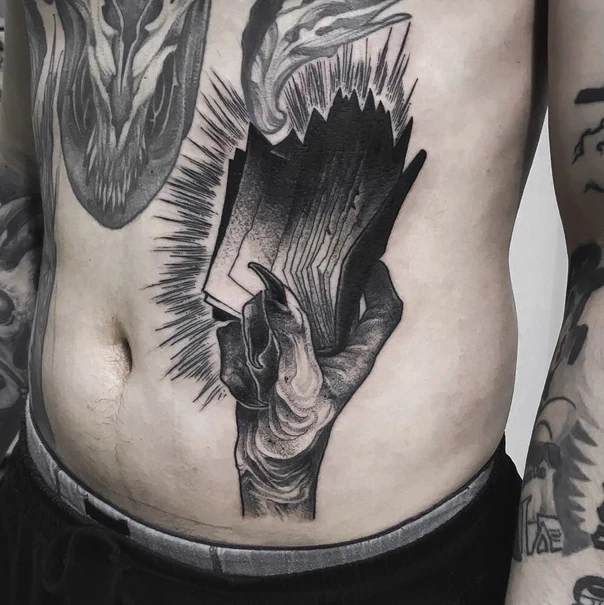 Блэкворк Hand, Book tattoo на Живот