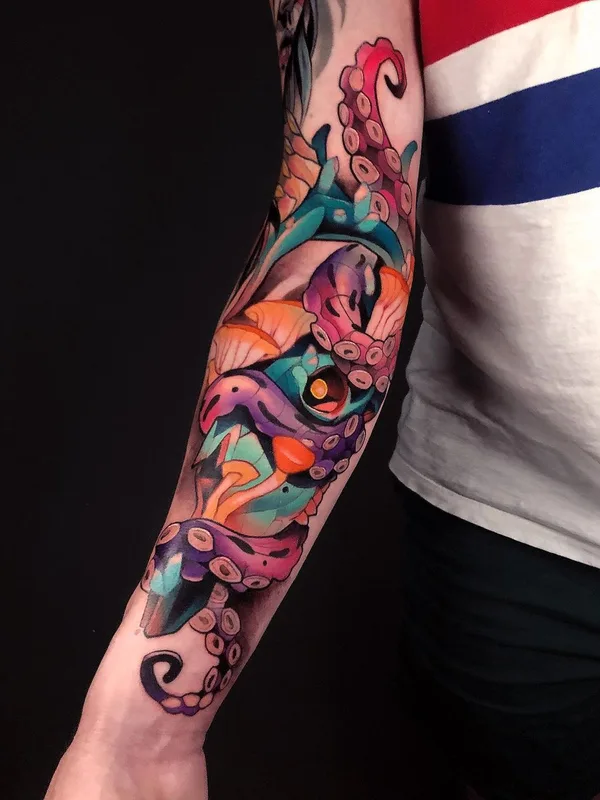 color new school 纹身 在 forearm #44397 | 纹身师 Carlos Breakone