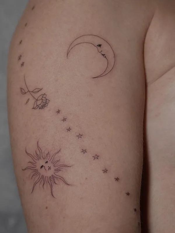 female black fineline 纹身 在 upper arm #44447 | 纹身师 Jake Nowicz