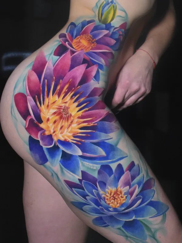 female color watercolor Tatuaggio su thigh #44459 | Tatuatore Маруся Цветкова