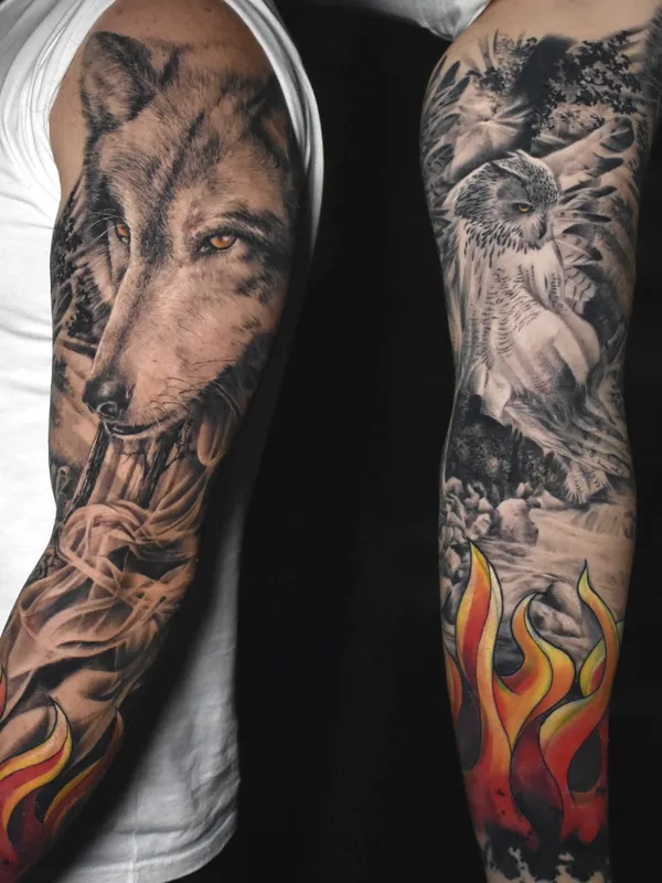 male color realism Tatuaggio su full sleeve #44462 | Tatuatore Маруся Цветкова