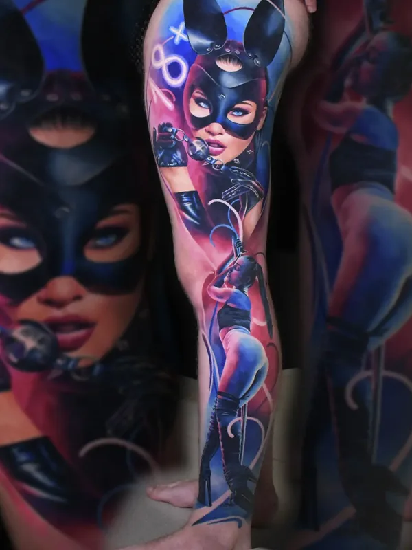 color realism Tatuaggio su full leg #44460 | Tatuatore Маруся Цветкова