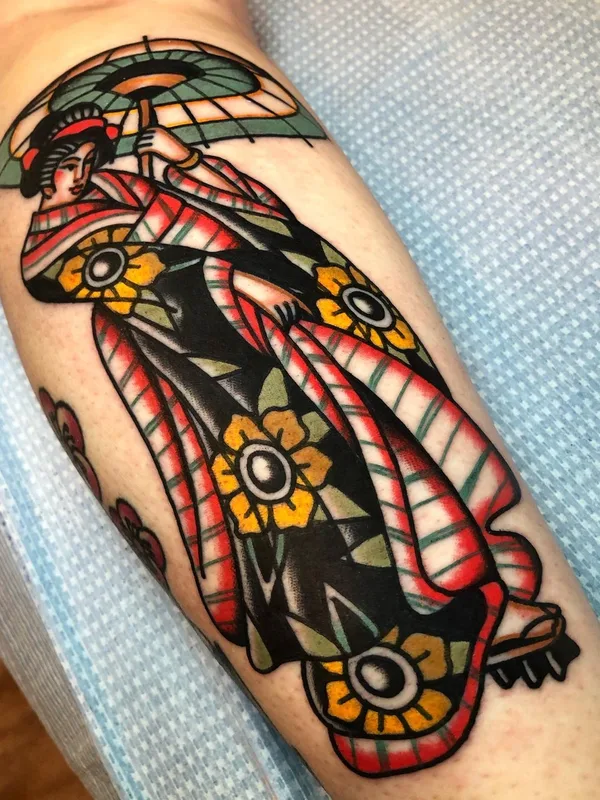 female color traditional tatuaje en forearm #44535 | Tatuador Joe Mallard