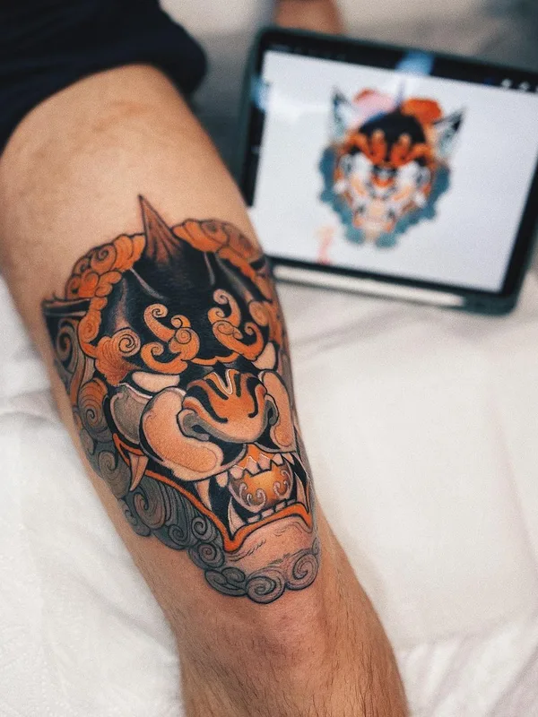 color japanese tattoo on calf #44596 | Tattoo Artist Ninteendo
