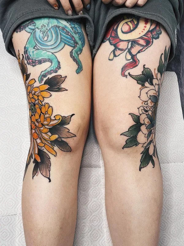 color japanese tattoo on thigh #44592 | Tattoo Artist Ninteendo