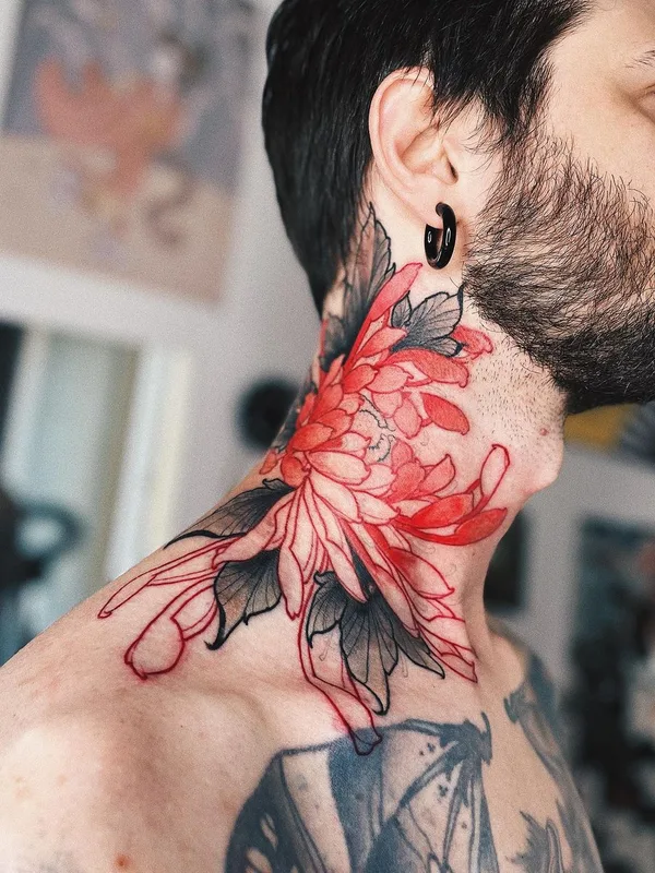 male color japanese tattoo on neck #44595 | Tattoo Artist Ninteendo