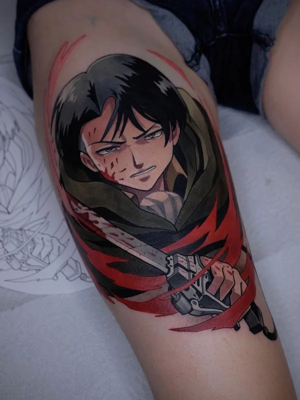 color anime татуировка на thigh #44611 | Тату мастер Max Difu