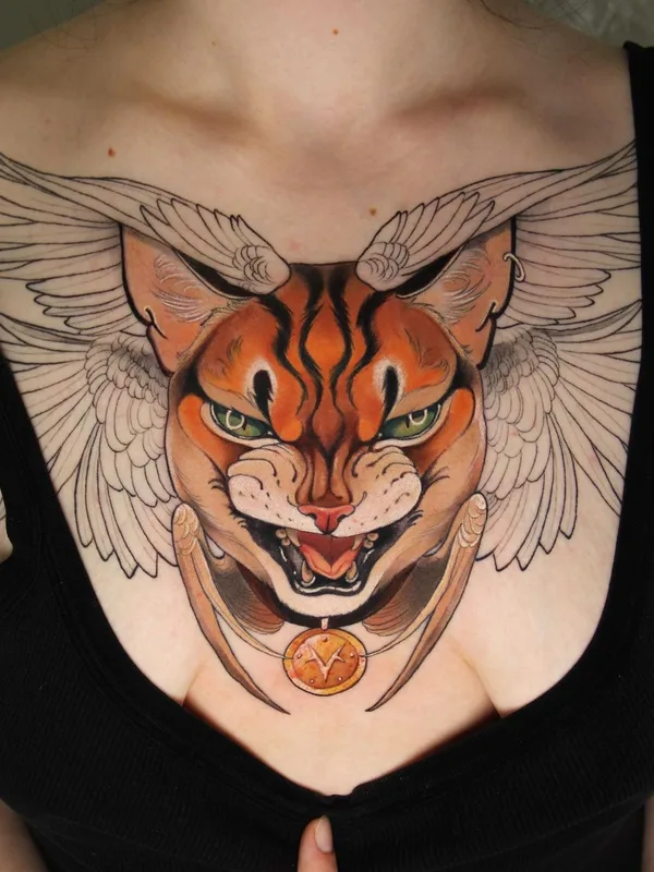 female color illustrative татуировка на chest #44617 | Тату мастер Victoria Ko