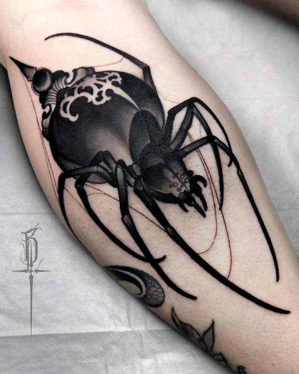 Блэкворк Spider, Ornamental tattoo на Предплечье