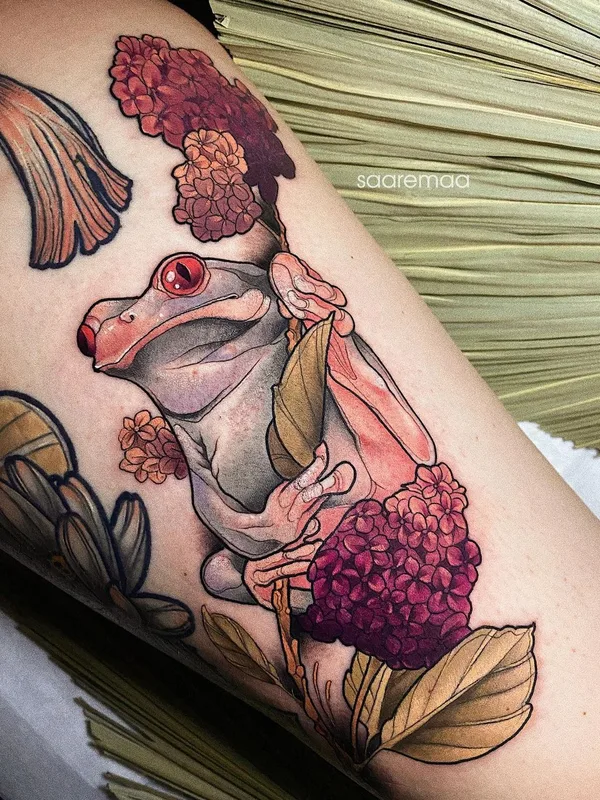 color illustrative татуировка на thigh #44717 | Тату мастер Анастасия Клюева