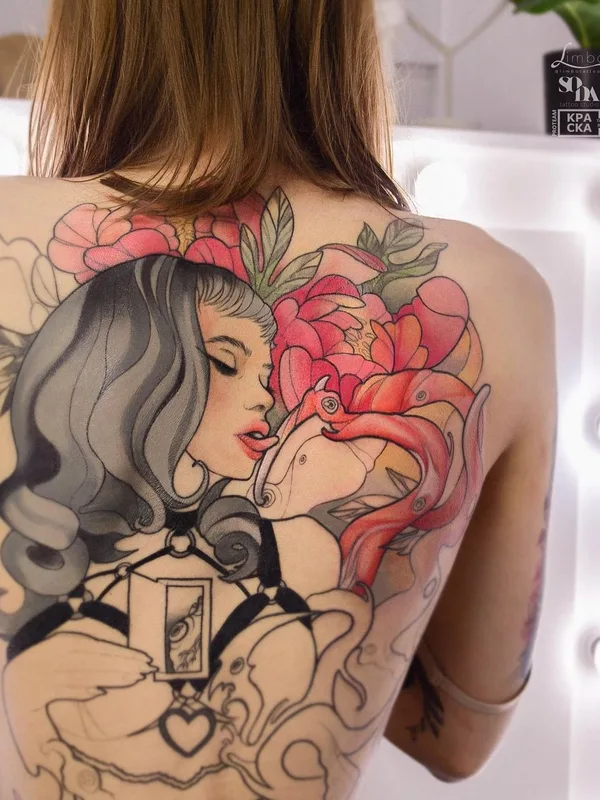 female color illustrative татуировка на upper back #44748 | Тату мастер Lina Limbo