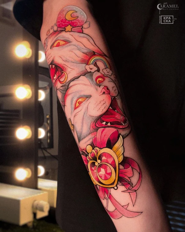 Аниме Cats, Heart tattoo на Предплечье