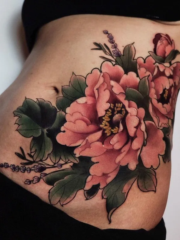 female color japanese Tatuaggio su ribcage #44793 | Tatuatore Лариса Ганзвинд