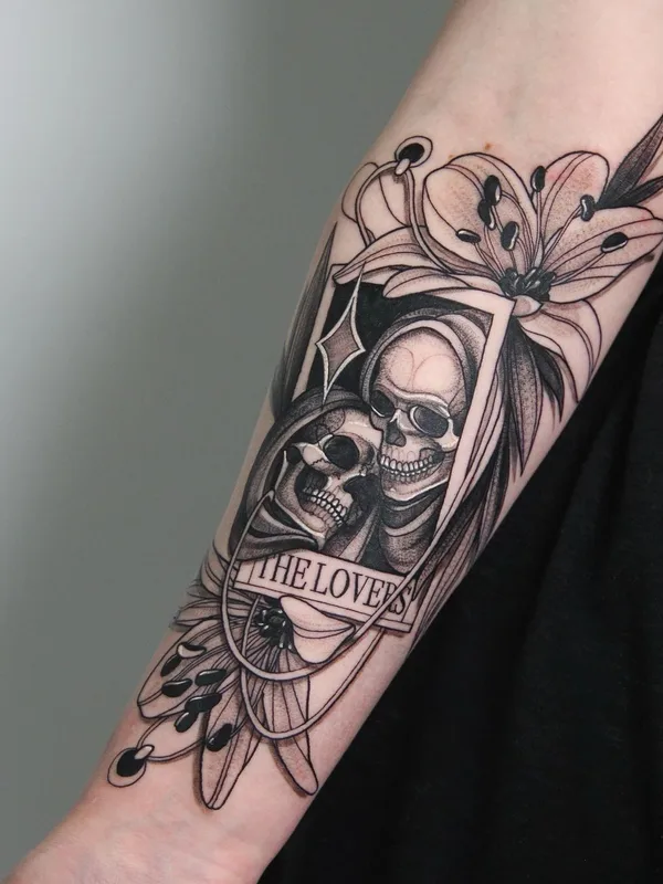 black and grey blackwork татуировка на forearm #44815 | Тату мастер Алина Ману