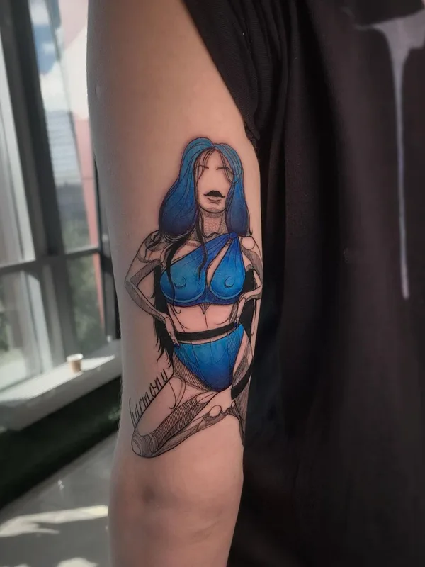 female color illustrative татуировка на upper arm #44809 | Тату мастер Алина Ману