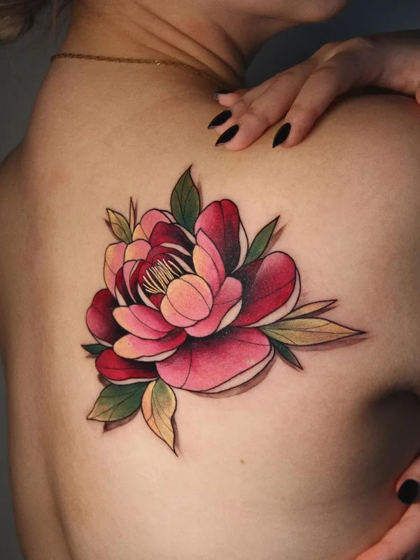 female color neo traditional татуировка на shoulder blade #44813 | Тату мастер Алина Ману