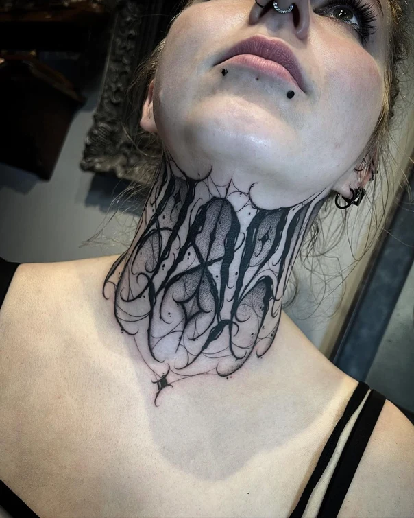 Blackwork Abstract tattoo on Neck