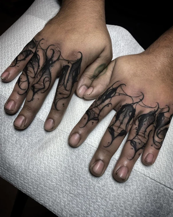 Blackwork Lettering, Abstract tattoo on Hand