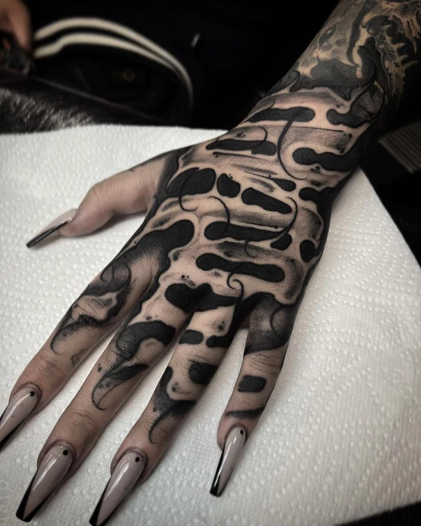 Blackwork Abstract tattoo on Hand