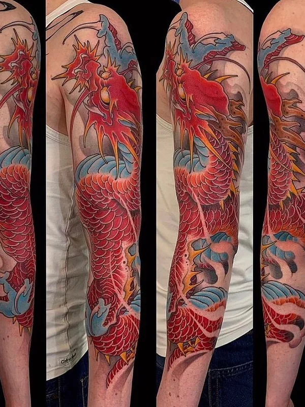 color japanese tatouage sur full sleeve #44964 | Artiste tatoueur Kimihito