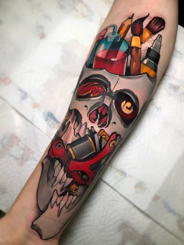 color new school tattoo on forearm #45007 | Tattoo Artist Дмитрий Харлеич