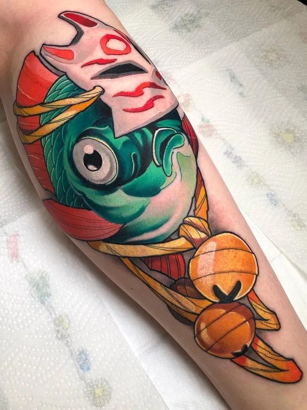 color japanese tattoo on calf #45011 | Tattoo Artist Дмитрий Харлеич