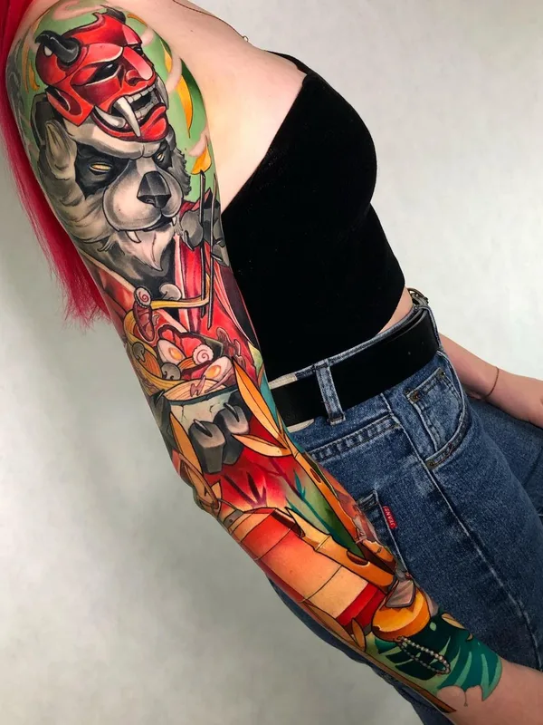 female color japanese tattoo on full sleeve #45002 | Tattoo Artist Дмитрий Харлеич