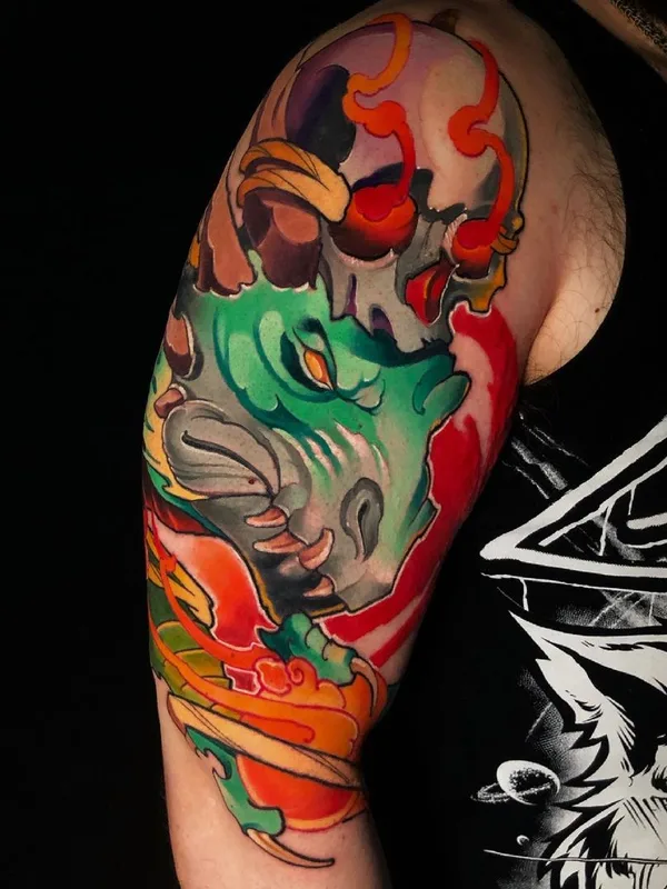 color japanese tattoo on full sleeve #45005 | Tattoo Artist Дмитрий Харлеич