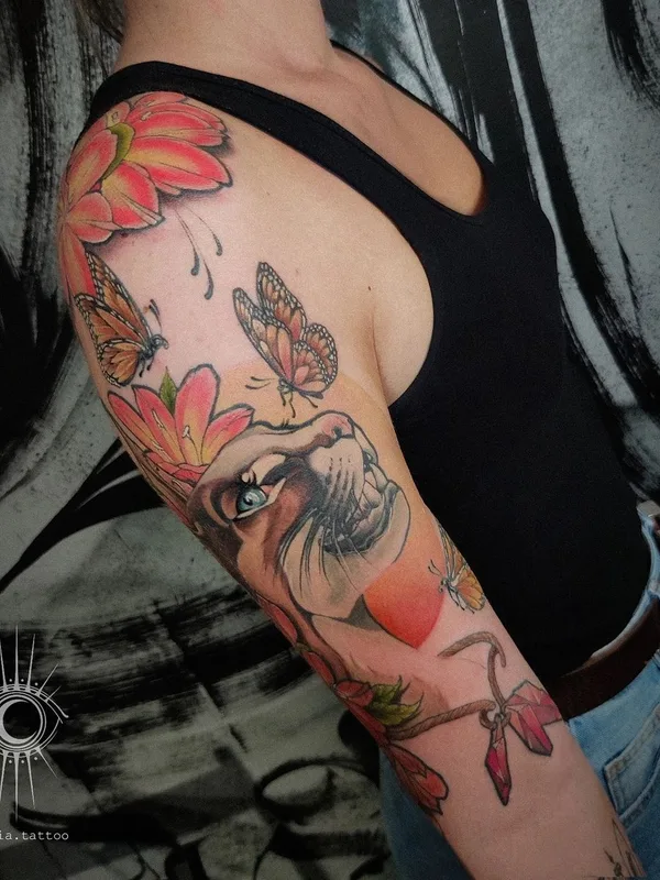 female color realism татуировка на full sleeve #45021 | Тату мастер Ксения Дорошина