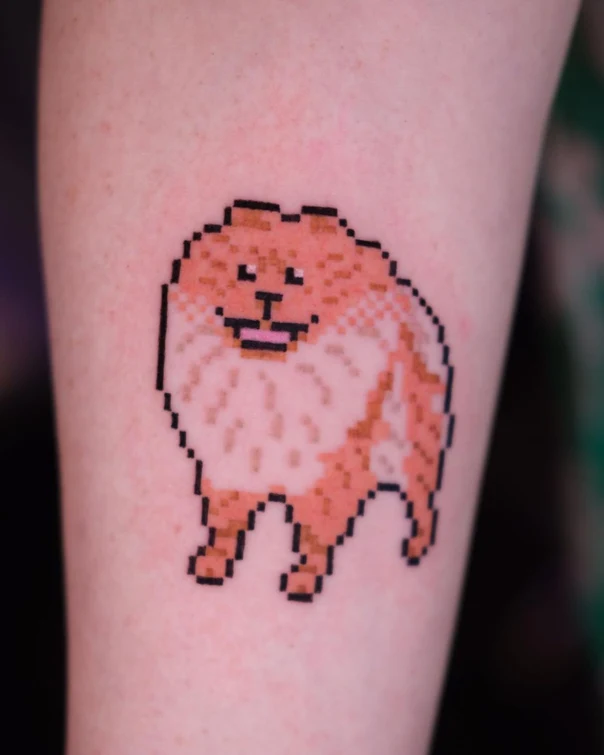 Pixel Dog, Animal tattoo on Forearm