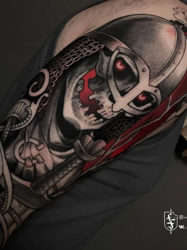 black and grey black and grey Tatuaggio su upper arm #45087 | Tatuatore Валерия Тимофеева