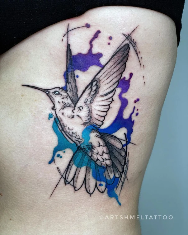 Акварель Hummingbird tattoo на Бок