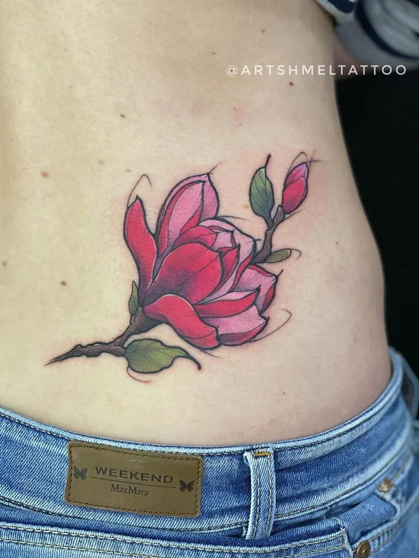 female color watercolor татуировка на lower back #45144 | Тату мастер Ирина Артшмель