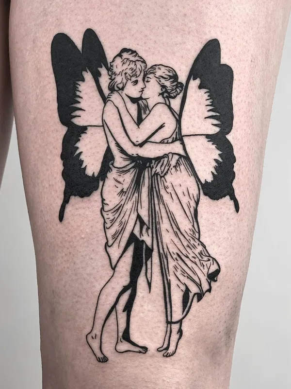 black blackwork tatouage sur thigh #45298 | Artiste tatoueur Noir Noah